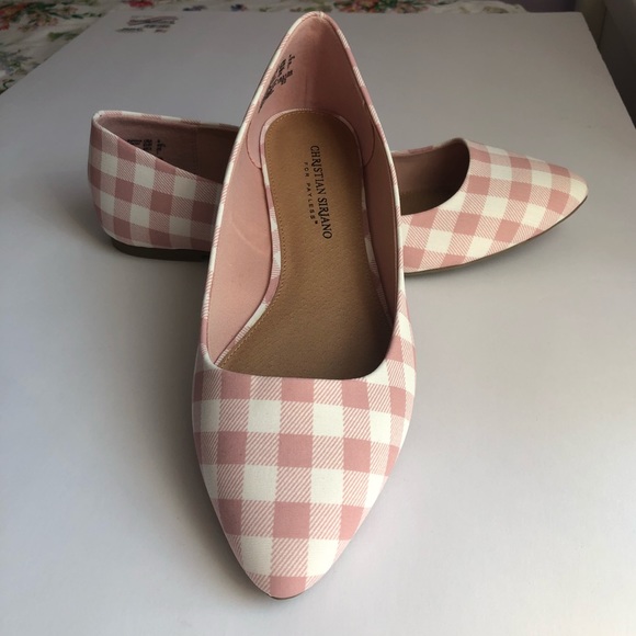 Christian Siriano Shoes - Pointed Toe Pink Gingham Flats Size 9